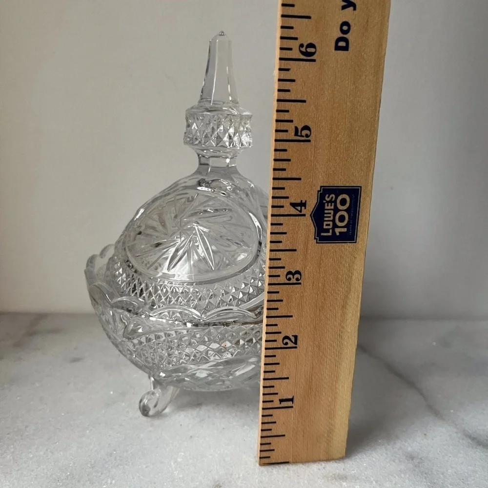 Vintage Clear Crystal Candy Dish or Nut Bowl with Lid